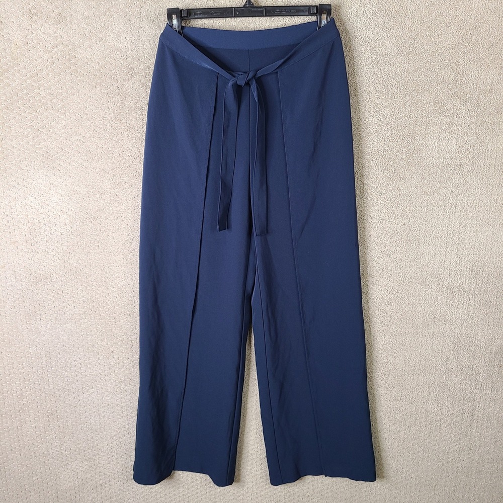 Bar III Pants Womens XS Blue Wide Leg Belted‎ High Rise Pull On Elastic Waist